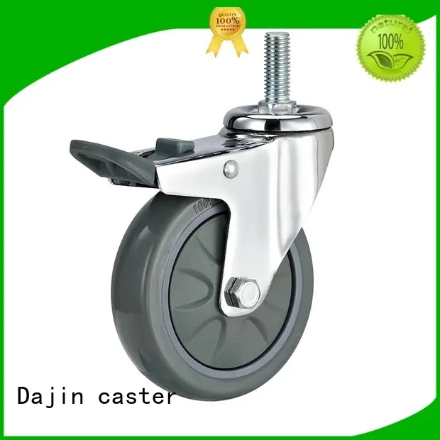 Thread stem swivel high capacity PU caster wheel with plastic brake 1