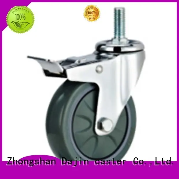 3 inch Threaded stem swivel PU caster wheel with brake 1