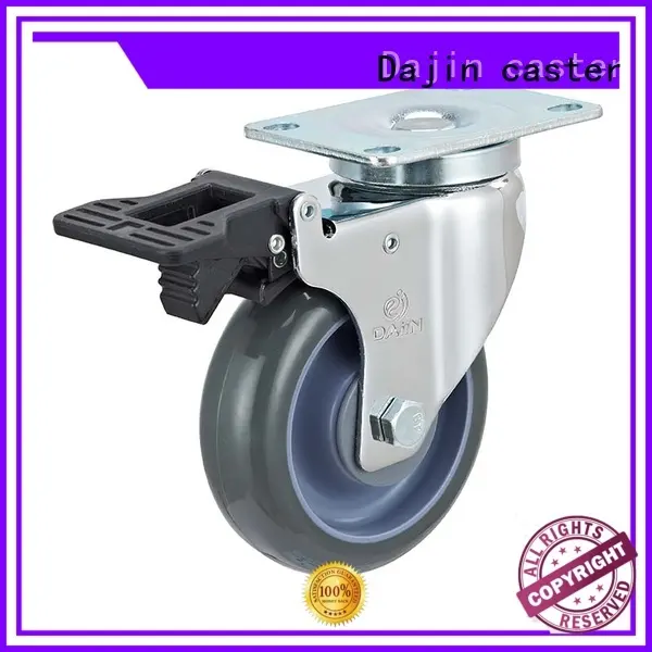 Medium duty double ball bearing swivel PU caster with brake 1