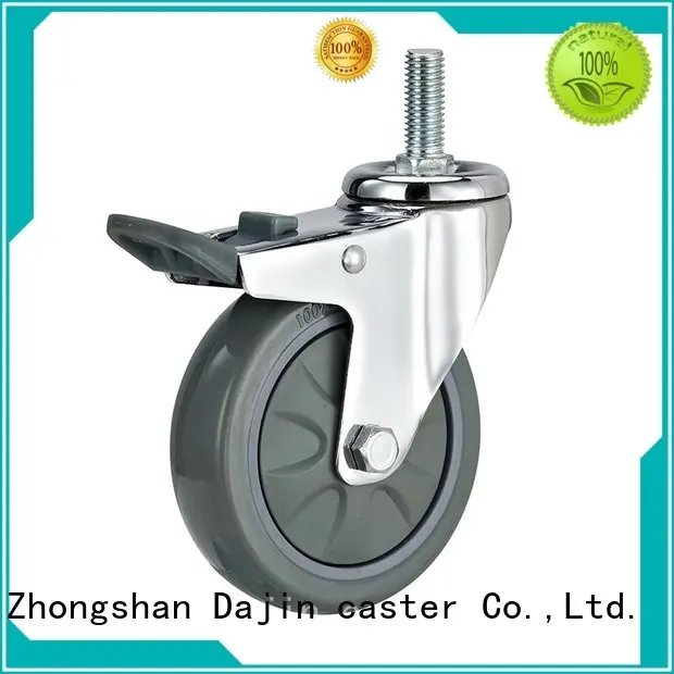 Thread stem swivel high capacity PU caster wheel with plastic brake1 1