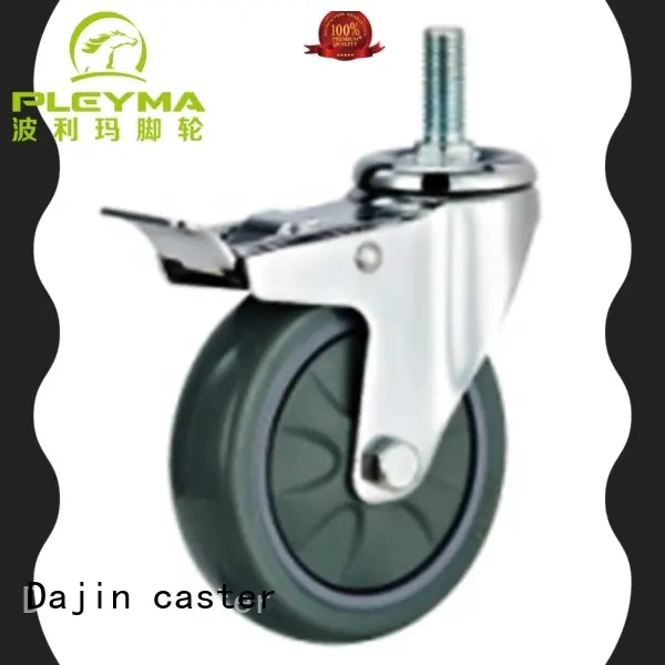 3 inch Threaded stem swivel PU caster wheel with brake1 1