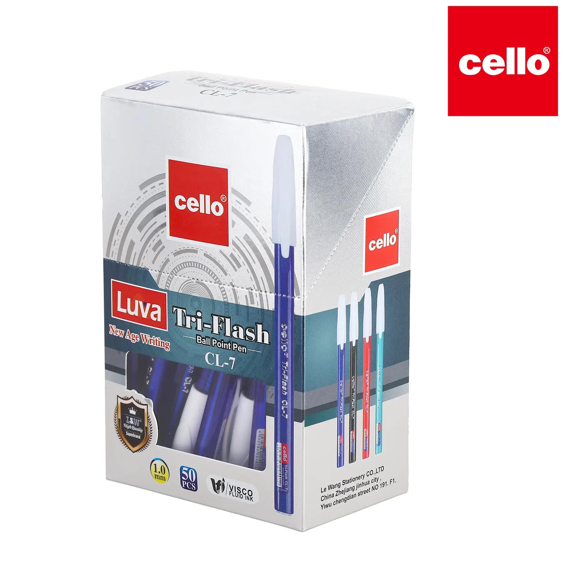 LUVA  CELLO-7-BLUE ballpoint pen 1.0mm 50PCS 1