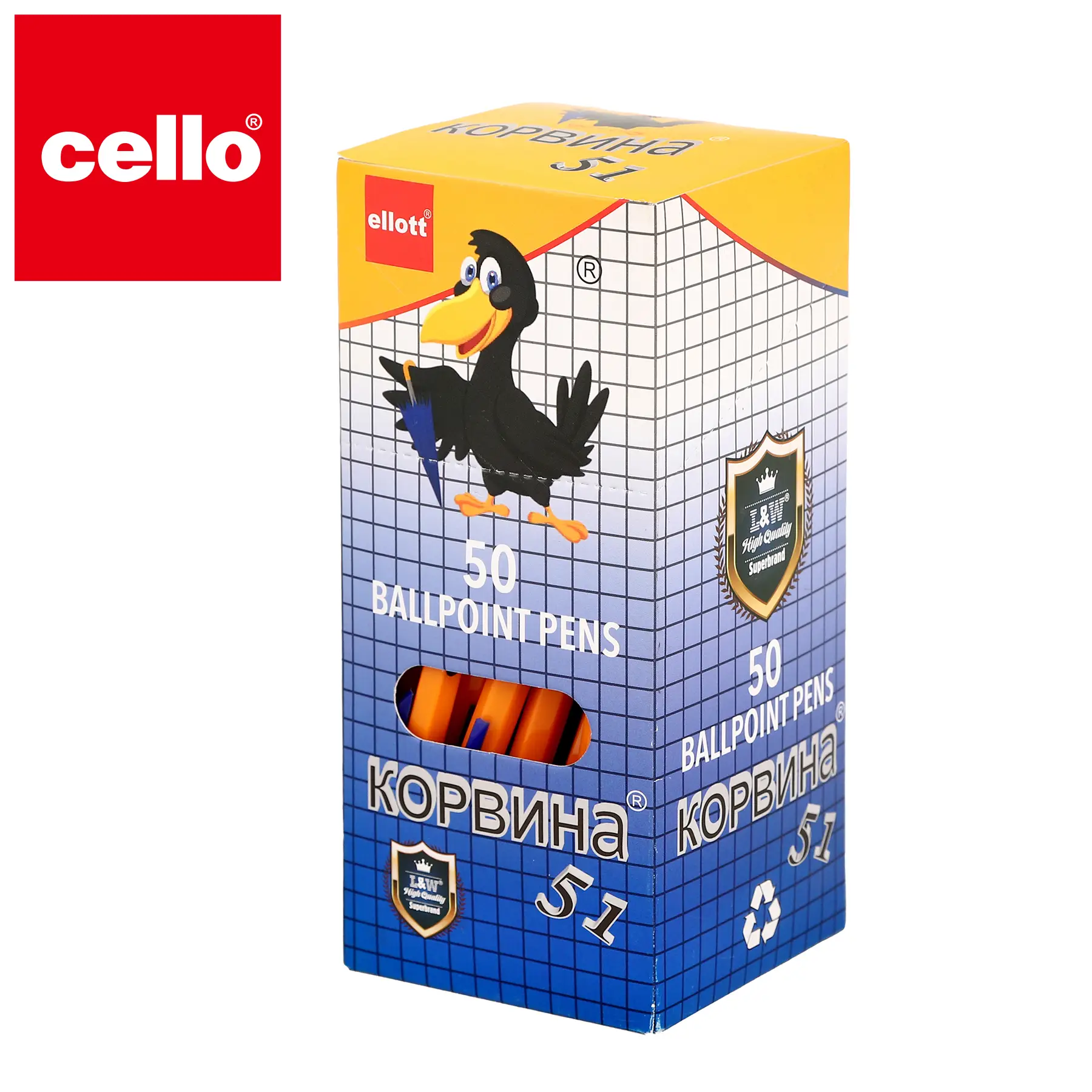 Шариковая ручка LUVA CELLO-51 50 шт. (СИНЯЯ) 1