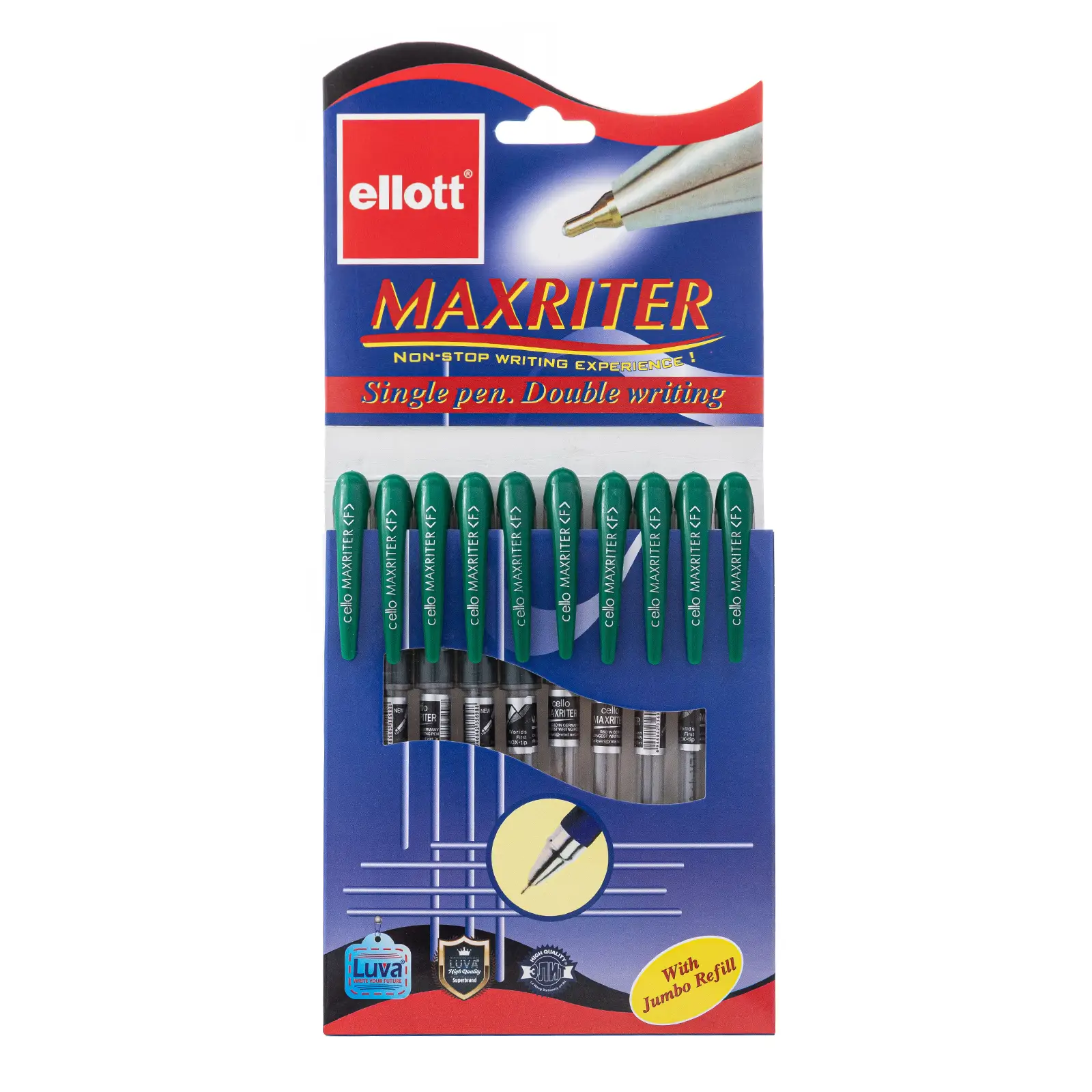 Luva Ellott-727-Green Ballpoint Pen 10pcs 1