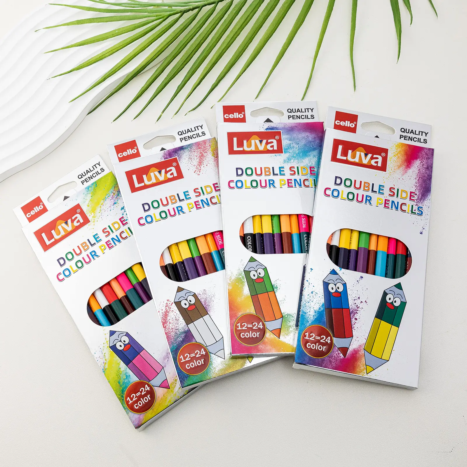Crayons de couleur en plastique LUVA CELLO-6004, 12 pièces/boîte (24 couleurs) 1