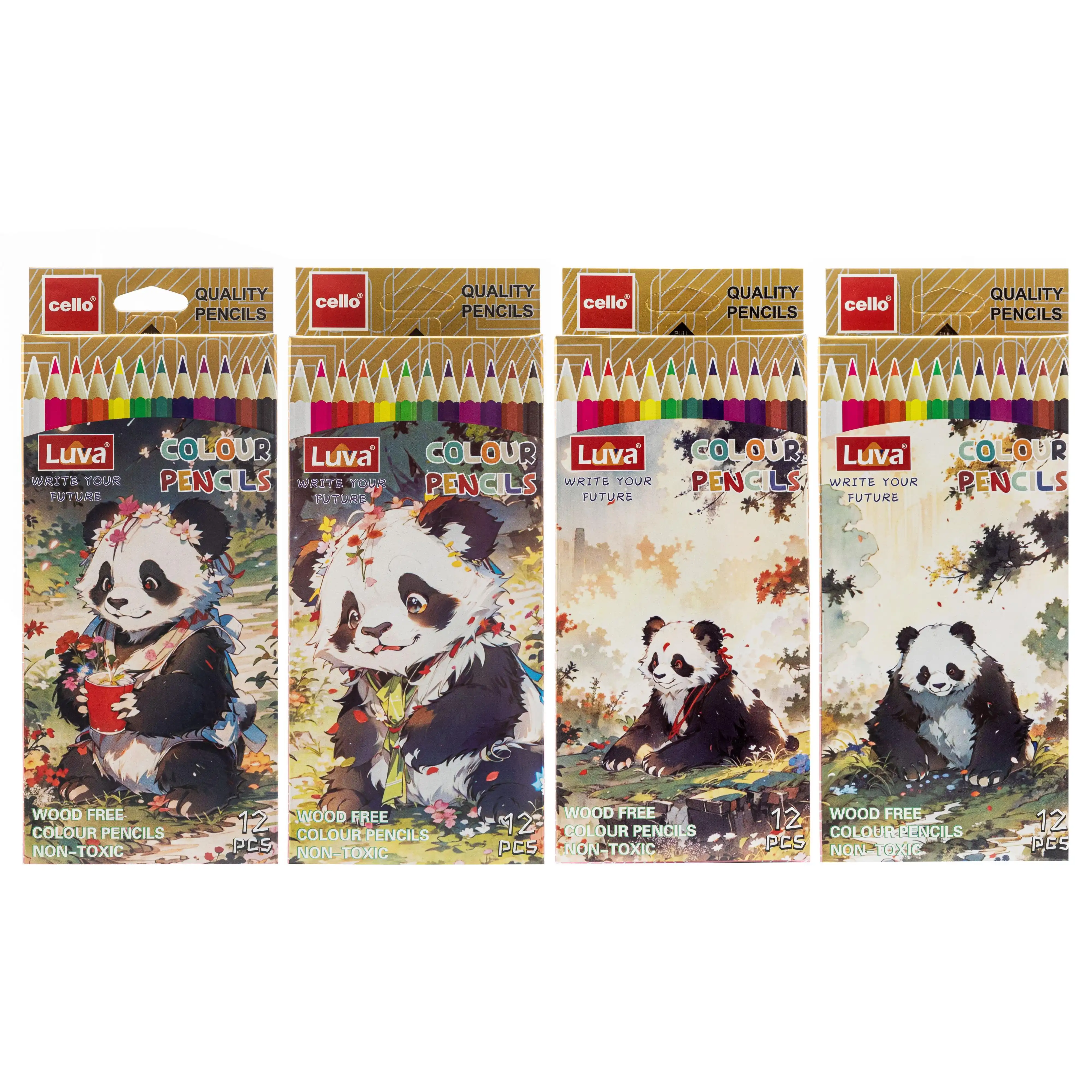 Crayons de couleur en plastique LUVA CELLO CQ-1004, 12 pièces/boîte (mixtes) 1