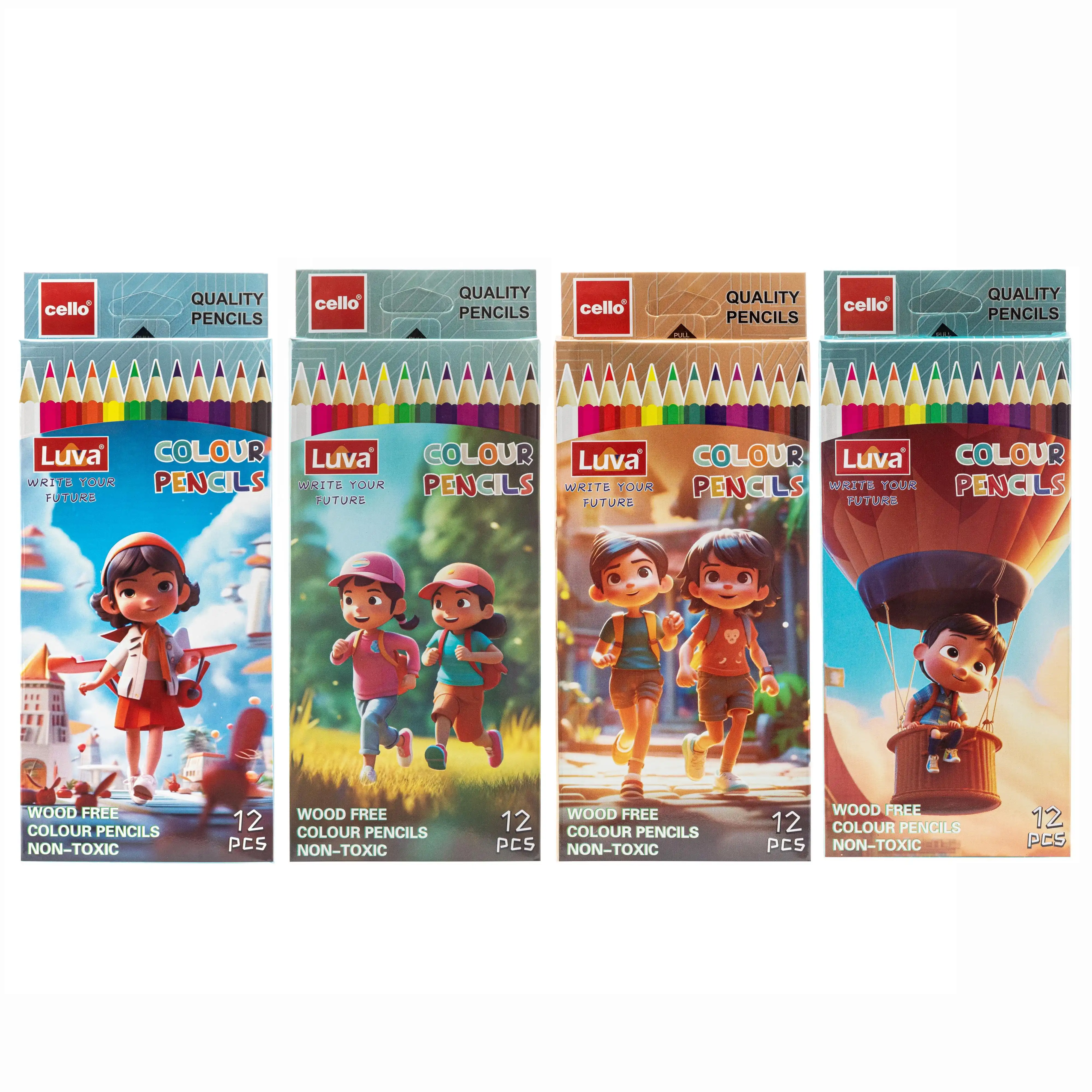 Crayons de couleur en plastique LUVA CELLO CQ-1005, 12 pièces/boîte (mixtes) 1