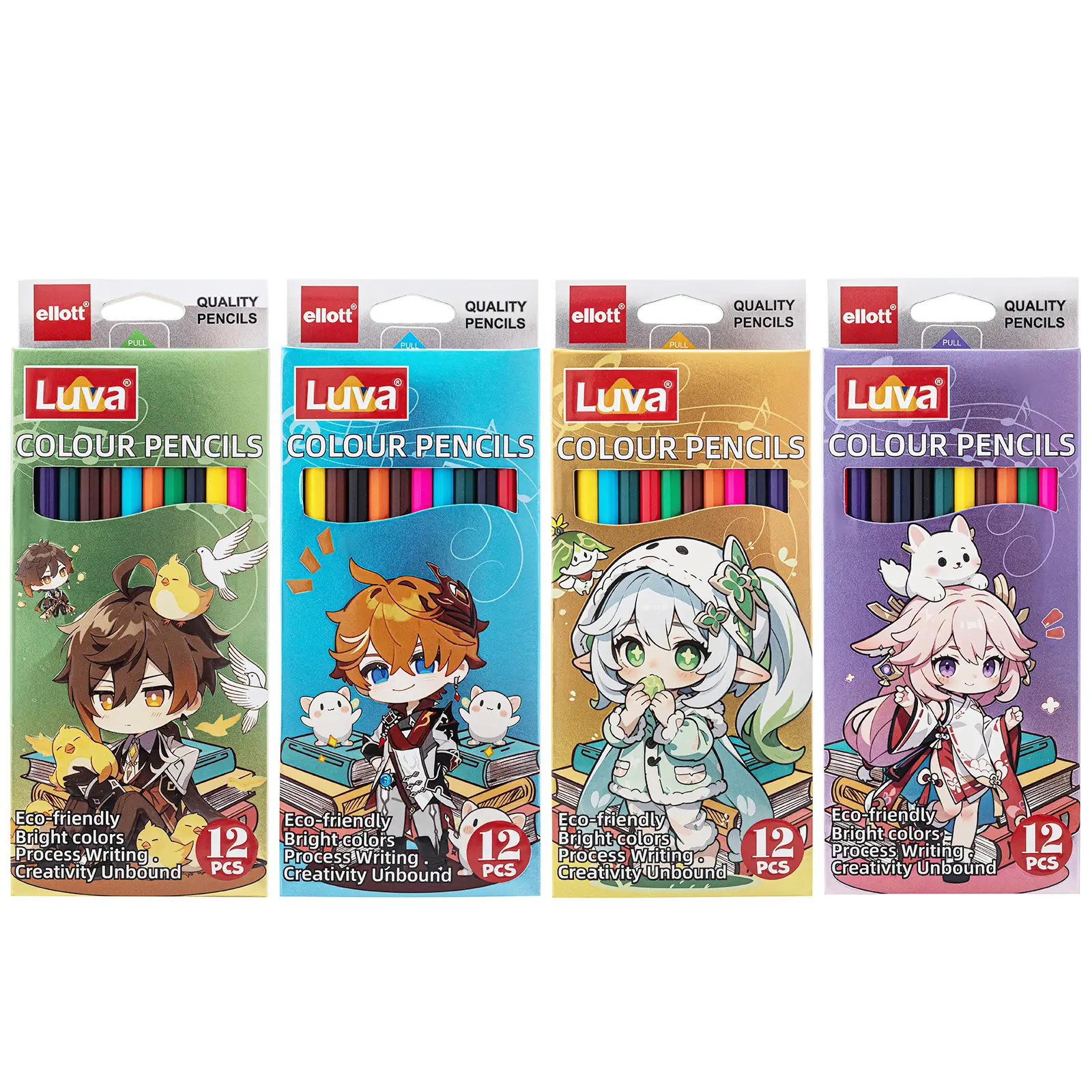 Crayons de couleur en plastique LUVA ELLOTT CQ-3002, 12 pièces/boîte (mixtes) 1