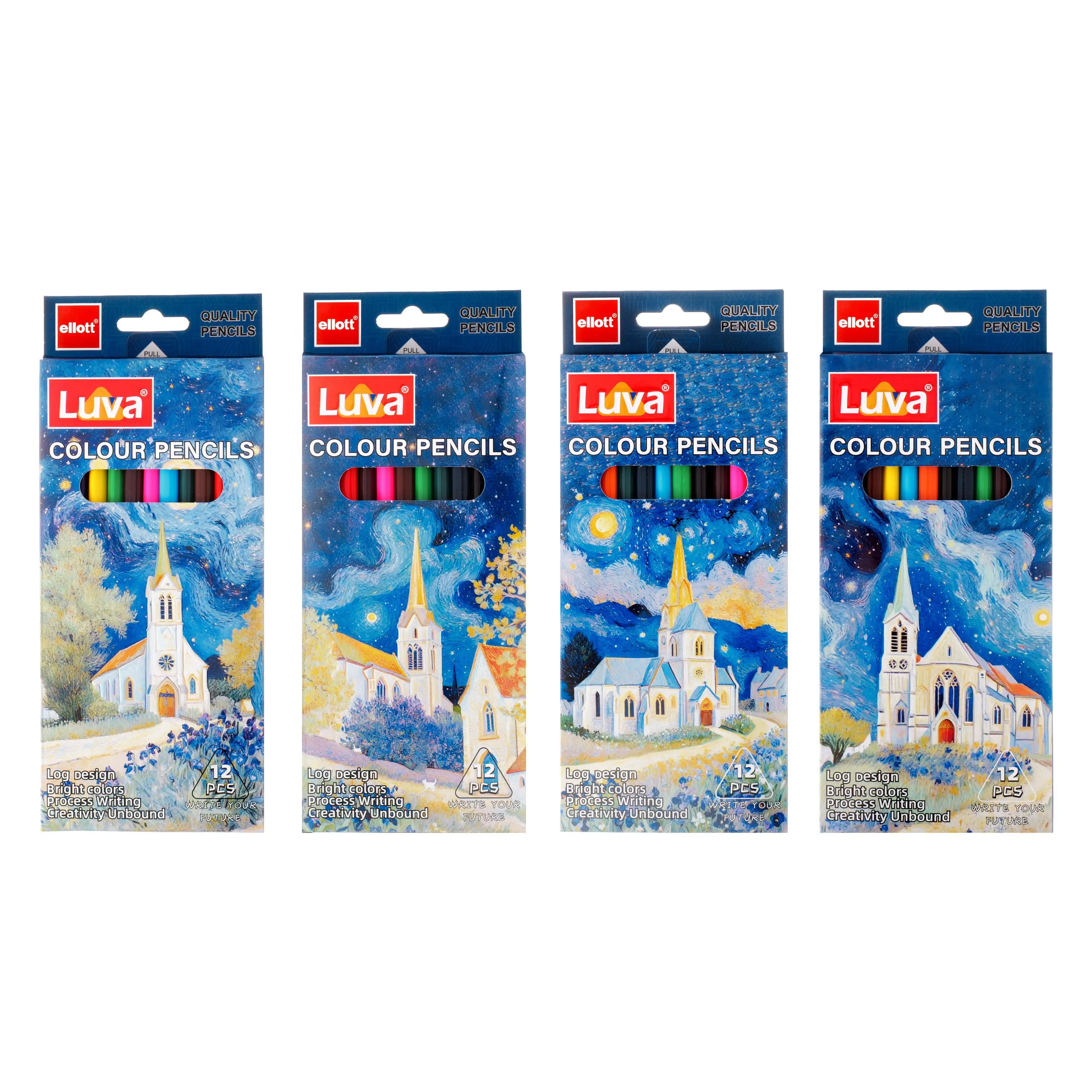 Пластиковые цветные карандаши LUVA ELLOTT-7017-12, 12 шт. в упаковке (разные) 1