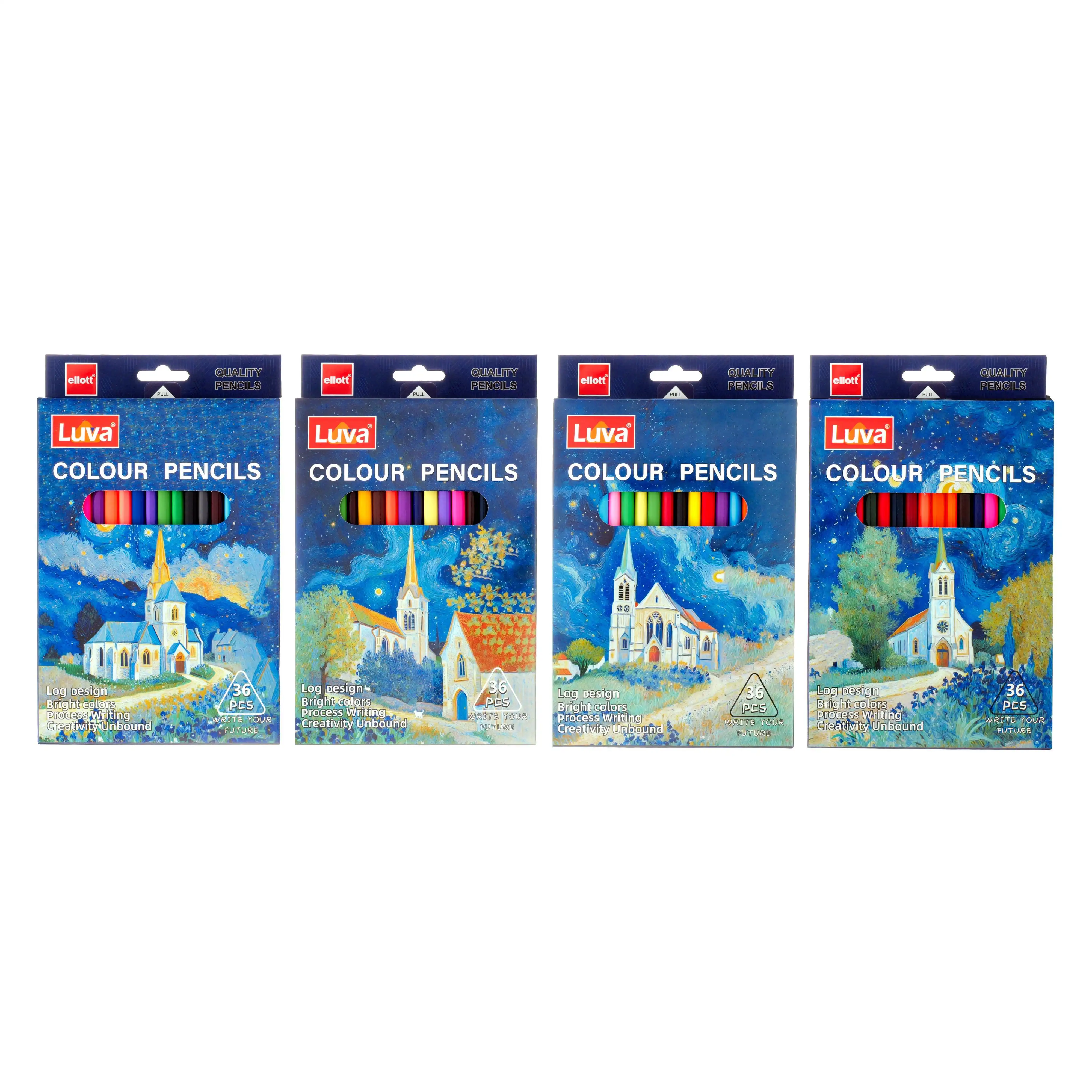 Crayons de couleur en plastique LUVA ELLOTT-7017-36, 36 pièces/boîte (mixtes) 1