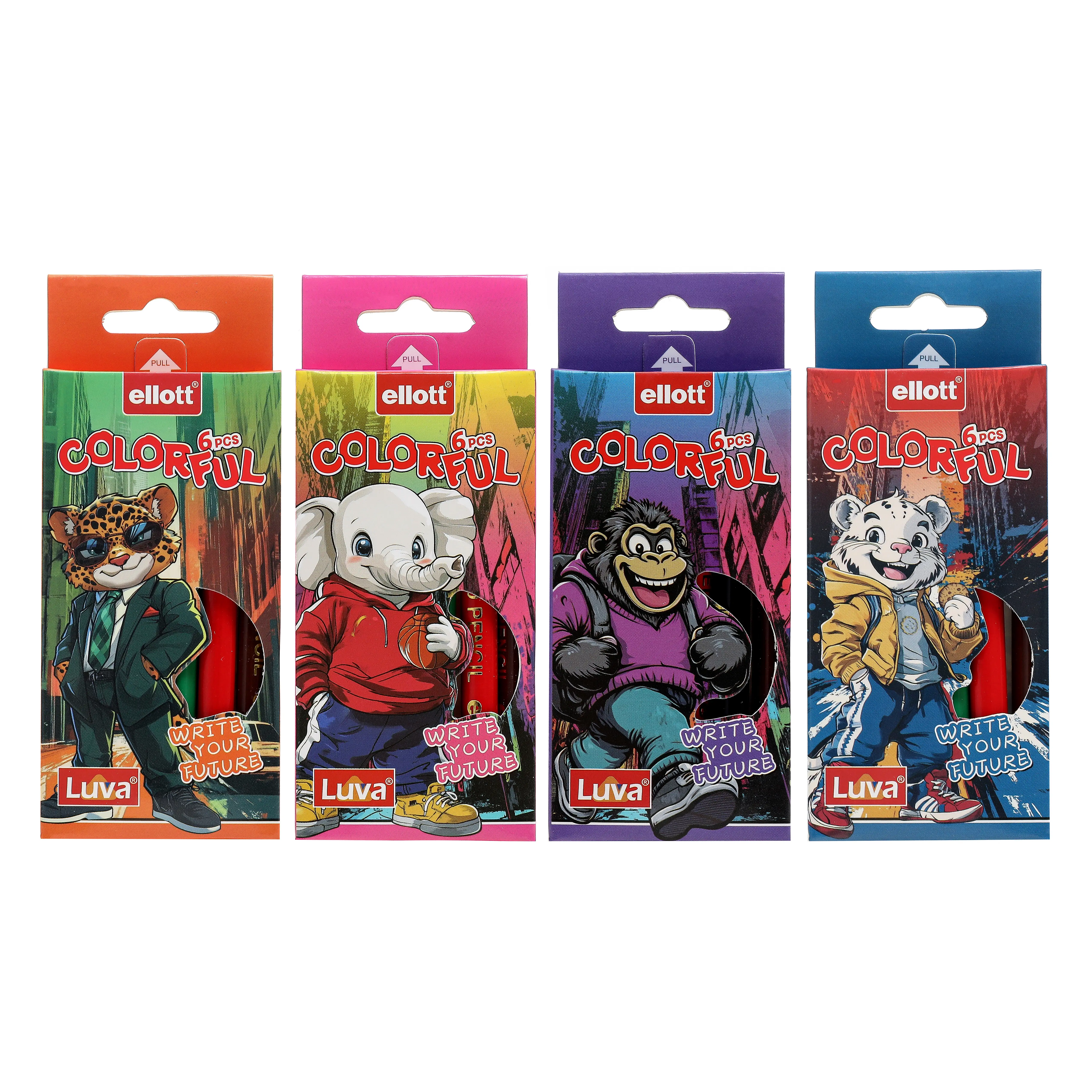 LUVA ELLOTT-7033-6 Plastic Colored Pencil 6pcs/box 1