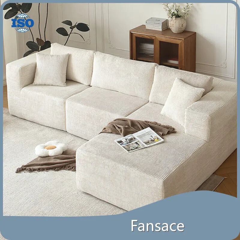 Corduroy Fabric Couch High Resilience Foam and Corduroy Fabrics - - Fansace 1
