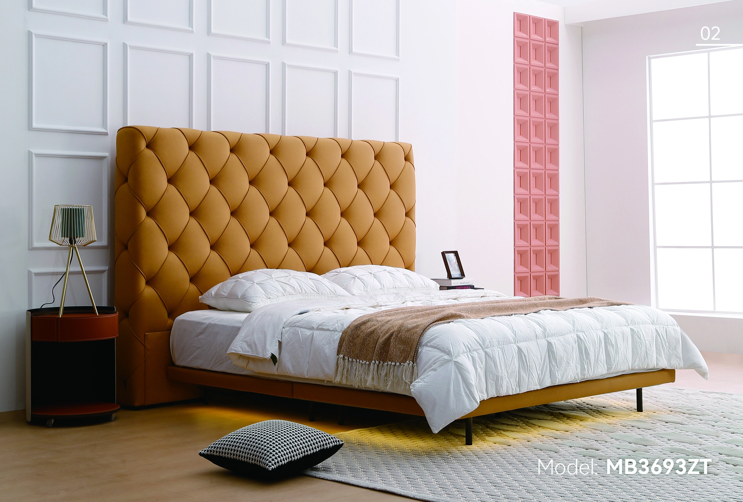 MB3693ZT Cama de plataforma estofada moderna de alta qualidade, tamanho Queen/King, com tecido premium em couro sintético. Fansace Matterss 1