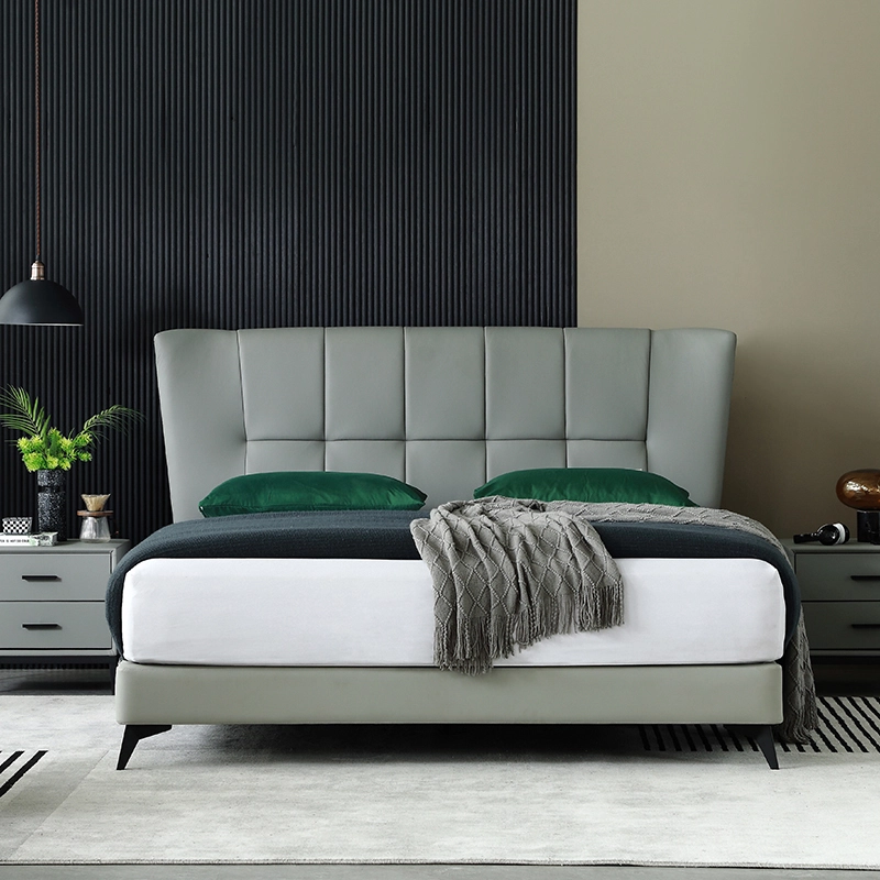 MP5105ZT Modern Minimalist Elegrant Upholstered Bed High Quality Microfiber Leather Wooden Bed Frame for King Queen Size Factory Wholesale Supplier 1