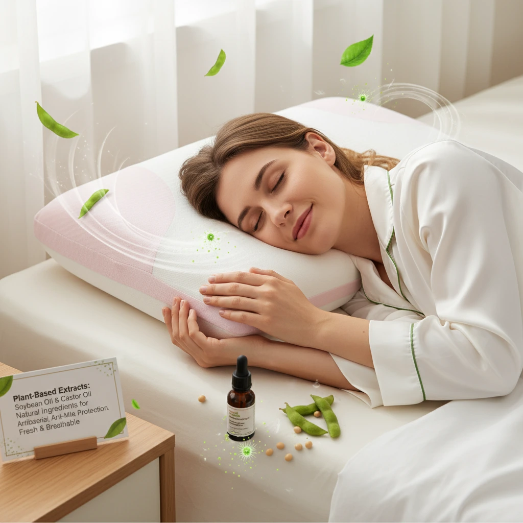 Travesseiro FP-13 Eco Comfort de espuma viscoelástica à base de óleos vegetais sustentáveis, com suporte ergonômico para o pescoço e tecido suave para a pele, para um sono profundo e reparador. 1