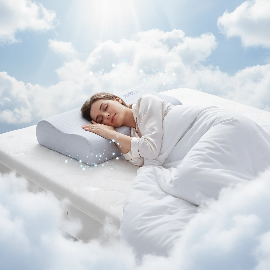 Oreiller ergonomique en mousse à mémoire de forme FP-03 pour un sommeil profond et sans pression, conçu pour soulager les douleurs cervicales. Fansace 1