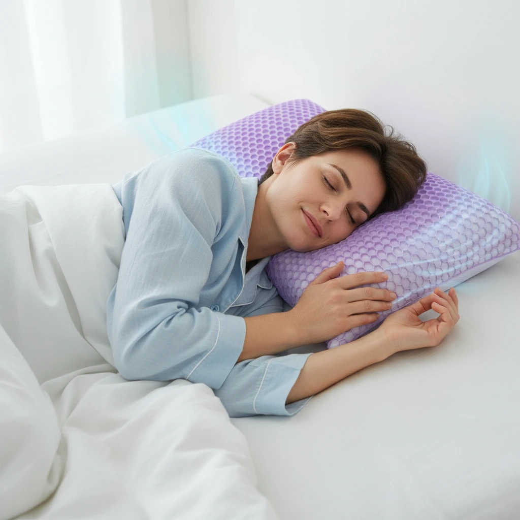 Oreiller en mousse à mémoire de forme FP-07 TPE rafraîchissant, structure en nid d&#39;abeille respirante, soutien ferme du cou, sommeil profond et confort pour toutes les saisons - Fansace 1