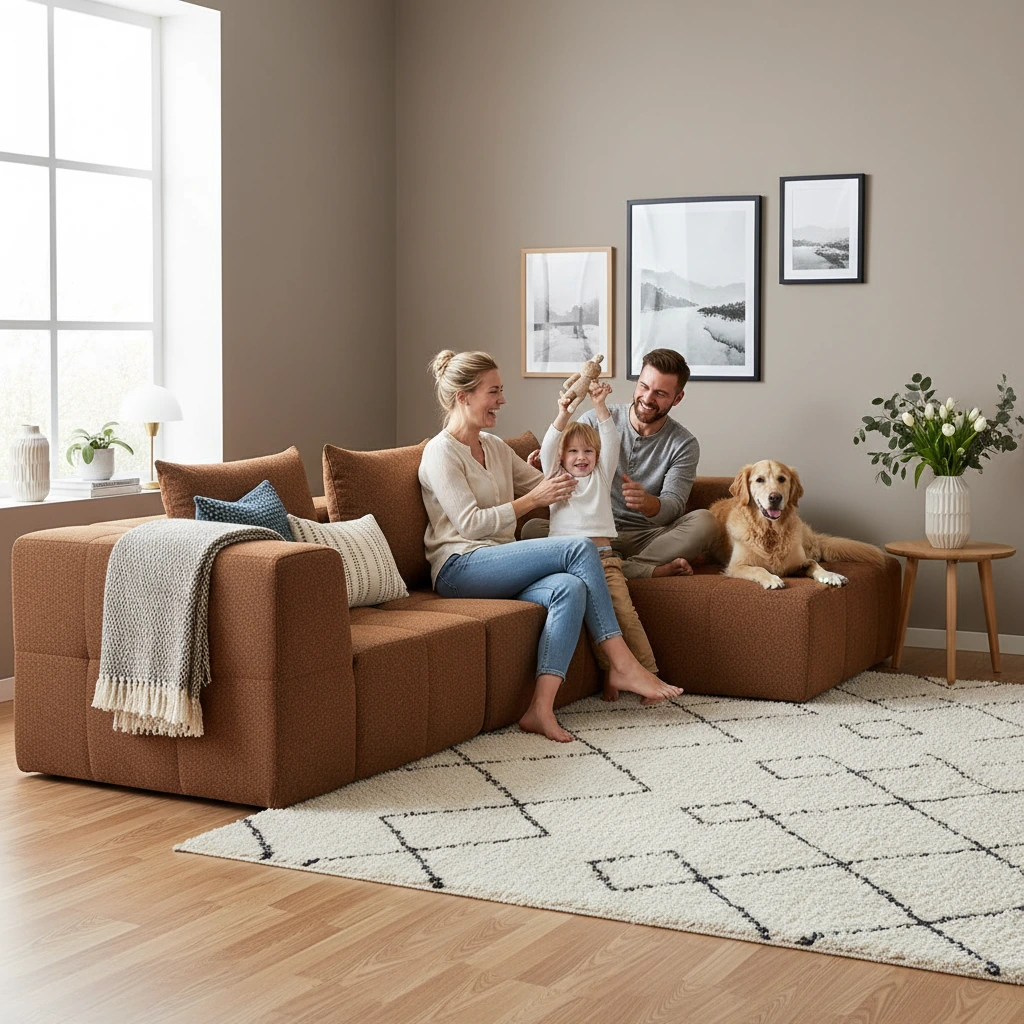 YS6053 Modern Modular L-Shape Sectional Sofa Bed with Deep Cushions Cloud-Style Upholstered Couch for Residential & Hospitality Projects No Assembly Required 1