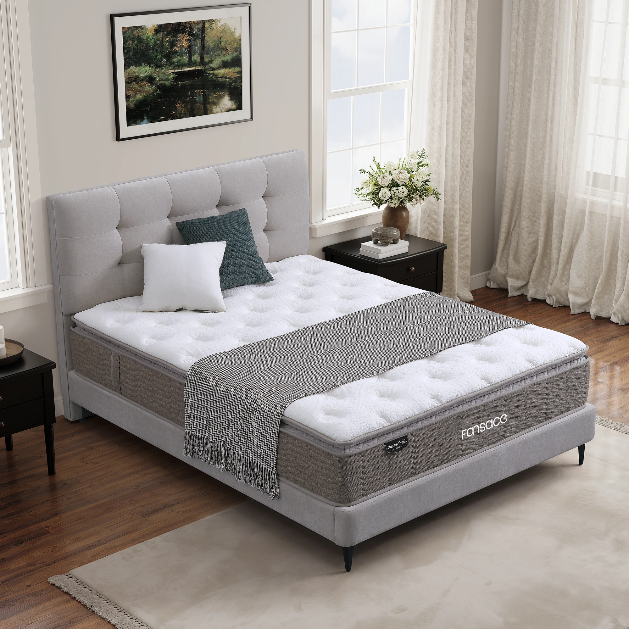 32PB-33 Natural Fresh Wholesale Rolled Up In A Box Easy Packaged Pocket Spring Mattress OEM/ODM Hotel Mattresses-Fansace 1