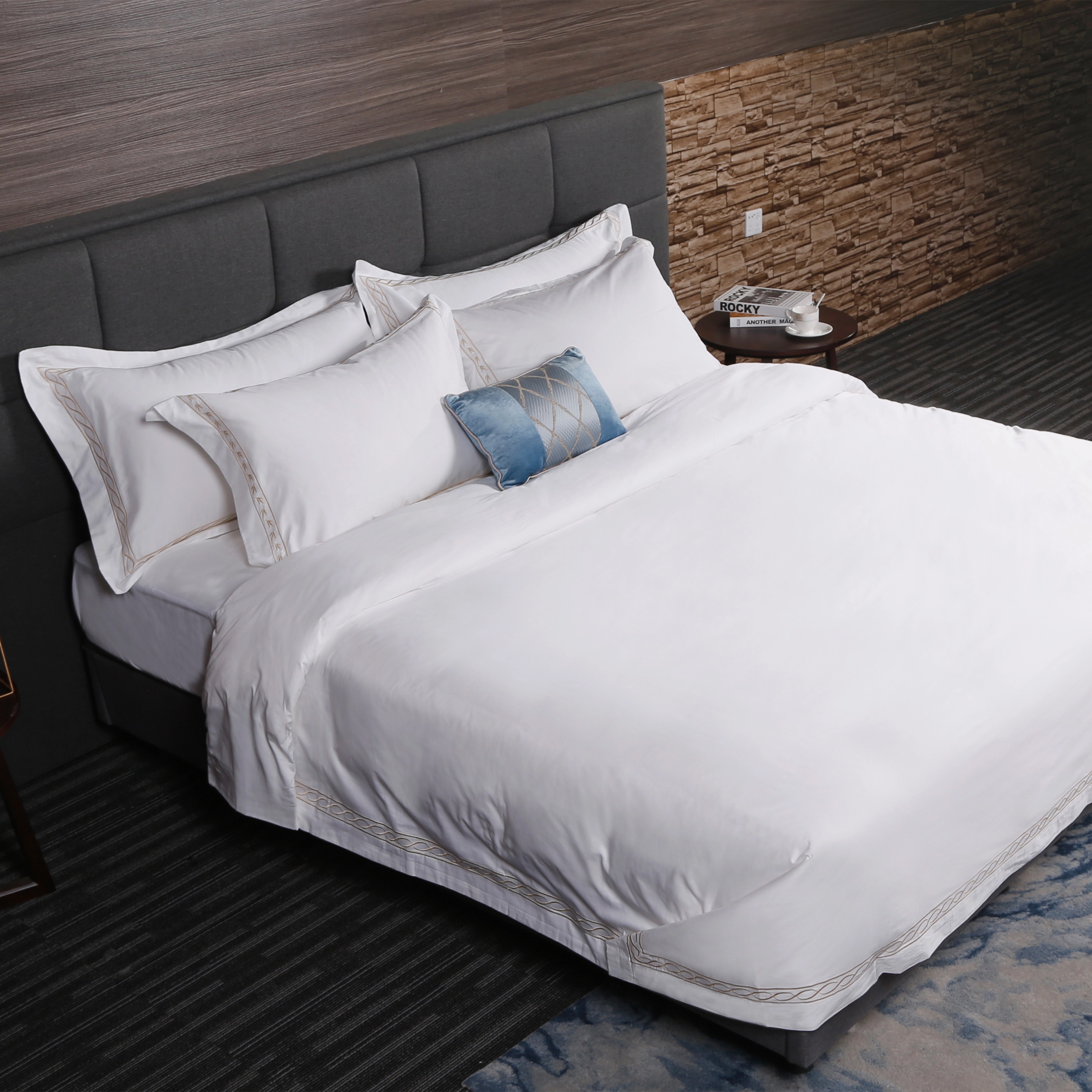 Wholesale Luxury 5 Star Hotel Bedding Set White 3 Piece Comforter Cover with Pillow Shams, Duvet Cover Set, 100% Cotton Fabric Quality Factory 1