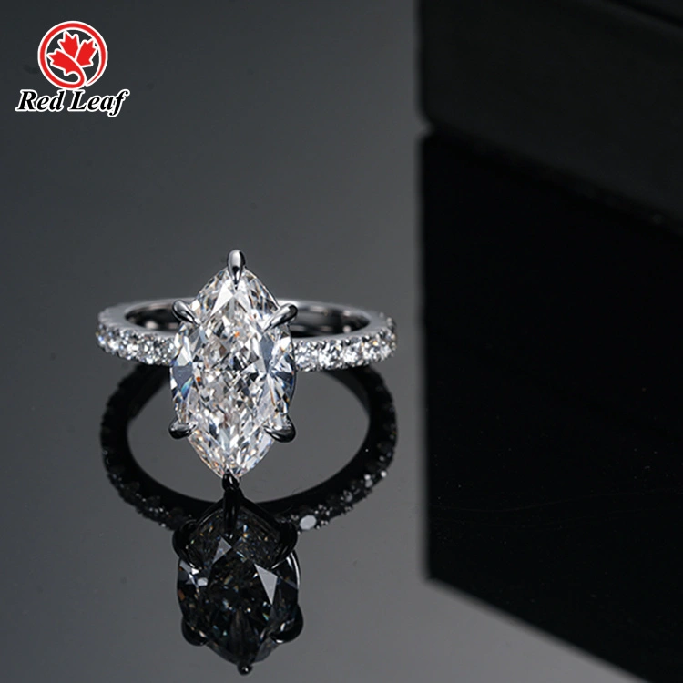 Redleaf 3ct 18k Gold de oro blanco Cut Lab Anillo de diamantes Laboratorio de diamantes cultivados Anillos de compromiso de diamantes cultivados 1