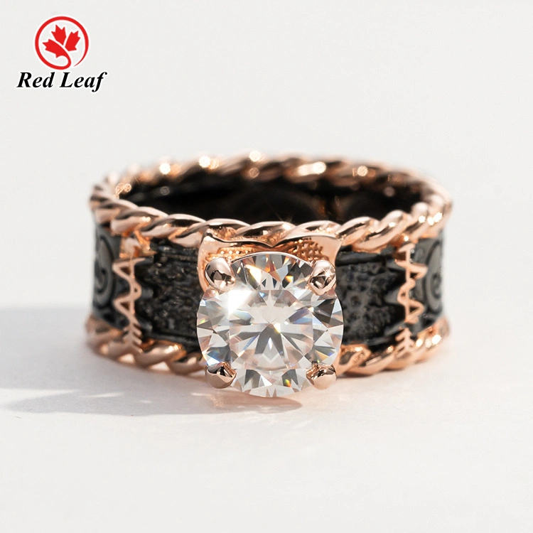 Redleaf 10K/14K/18K Round Cut 2CT D VVS1 Moissanite Ring Custom Lab Grown Engagement Rings Wholesale Lab Diamond Jewelry 1
