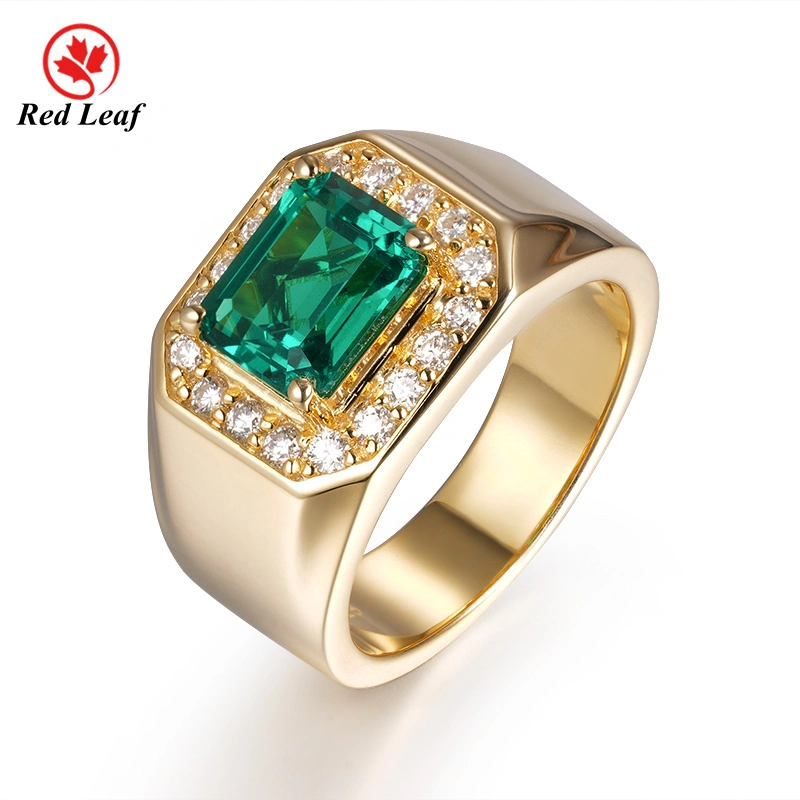 Redleaf Custom 925 Silber 18K Gold plattiert Moissanite Labor Emerald Ringe angebaut 1
