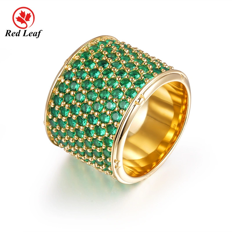 Redleaf 925 Silber 18K Gold plattiert grüne Nanoringe benutzerdefinierte Hip -Hop -Ringe 1