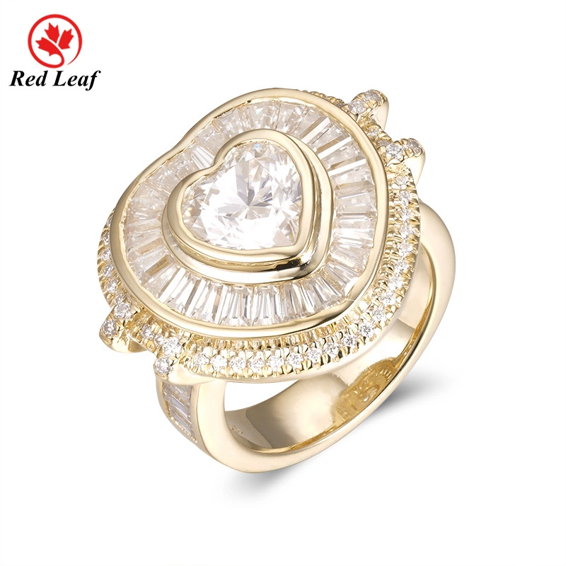 Redleaf Heart Cut Custom 925 Silver 18K Gold Plated Moissanite Rings 1