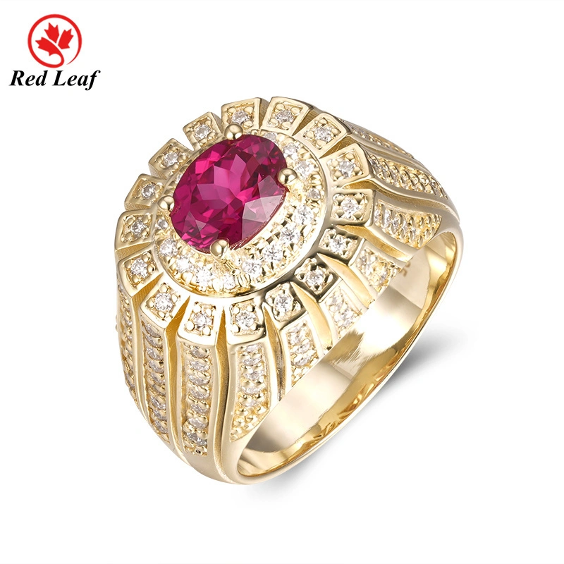 Redleaf Lab نمت Ruby Moissanite 925 Silver Gold 18k خواتم مخصصة مطلية 1