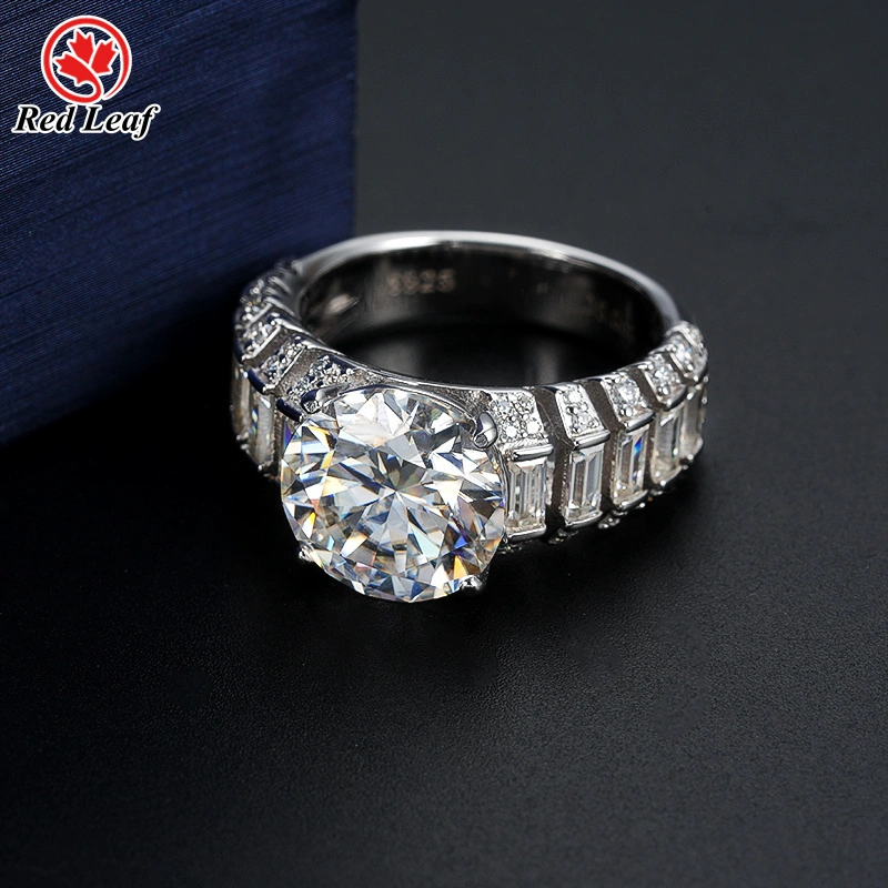 Redleaf Round Cut & Emerald Cut 14K White Gold IGI Certified 5CT Lab Diamond Ring 1
