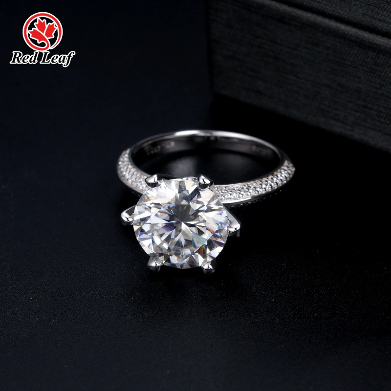 Redleaf 3CT GRA -Zertifikate 18K Weißgold aus geschnittenem Moissanit -Ringfabrik gemacht Diamantringe 1