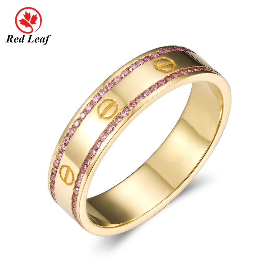 Redleaf 18 ORO Amarillo Pink VVS MOISSANITE Anillo de boda Custom Lab de laboratorio cultivado Anillos de compromiso 1