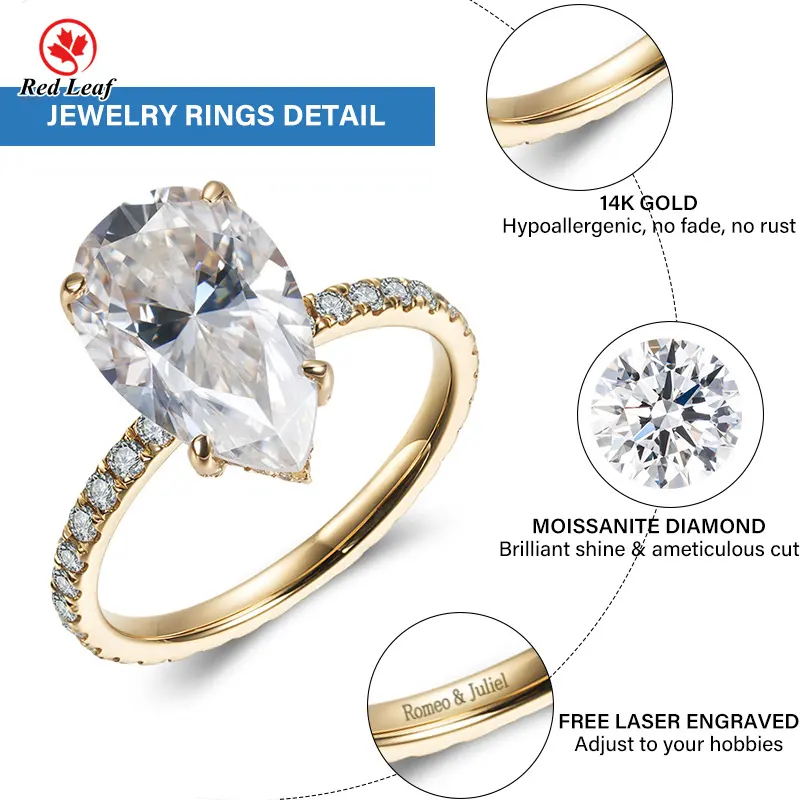 Lab Created Gemstone Rings VS2 Pear Gemstone Ring Wholesale - Redleaf 7