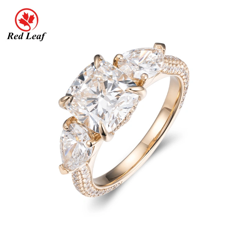 Redleaf 14K Cushion Gold Cushion Cut 2ct D VVS1 Lab Diamond Ring Igi معتمد مع مختبر مصنع مجوهرات الماس. 1