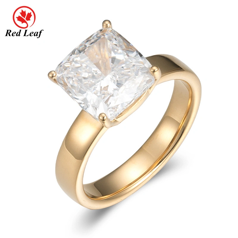 Redleaf Gold amarillo de 18k & Cushion Cut Lab Anillo de diamantes Anillo de compromiso personalizado Anillos de laboratorio de laboratorio 1