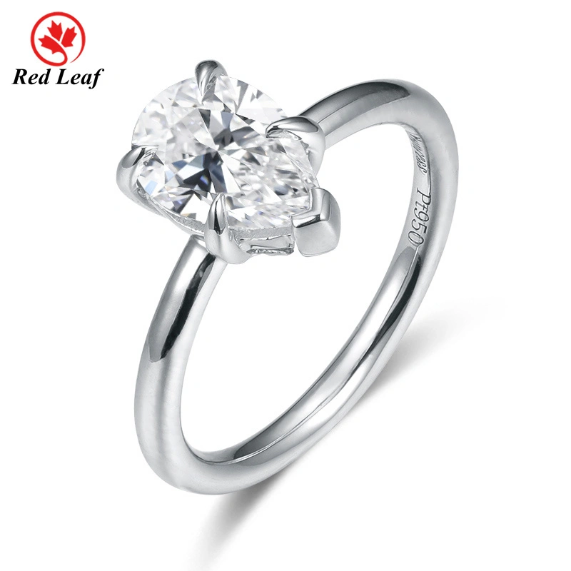 PT950 1.02CT E VVS2 Pear Cut Custom Lab Diamond Engagement Rings-Redleaf 1