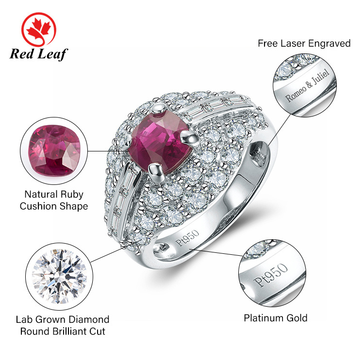 Anneaux de diamant fabriqués en usine rouge 8