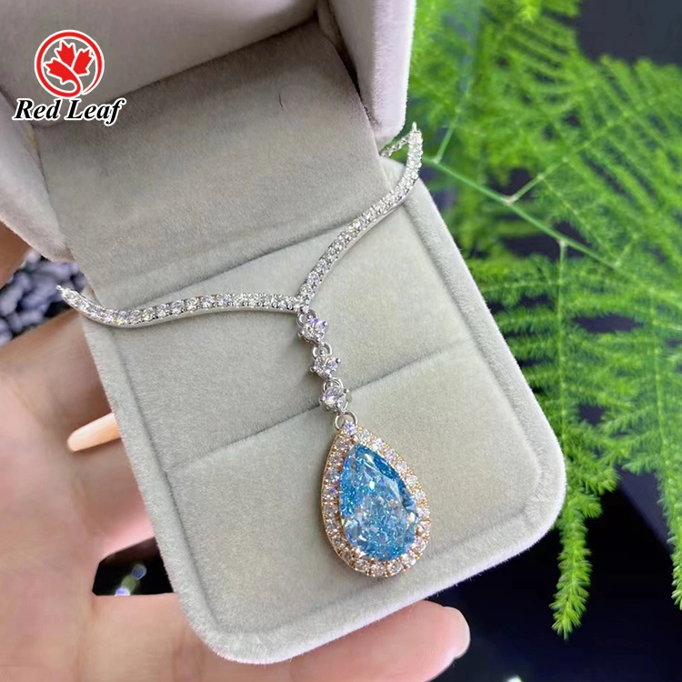 IGI Certified Pear Cut 18K White Gold Lab Diamond Necelace Custom Lab Grown Diamond Jewelr-Redleaf 1