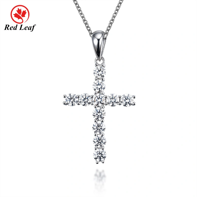 Redleaf Custom Lab Made Jewelry 14K Hiphop Cross Pendant Necklace Moissanite Necklaces For Men and Women 1