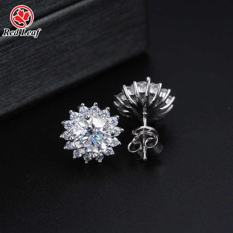 1CT 2CT D VVS1 Round Cut 10K 14K 18K White Gold Lab Grown Diamond Stud Earrings Cvd Diamond Jewellery Manufacturers -Redleaf 1