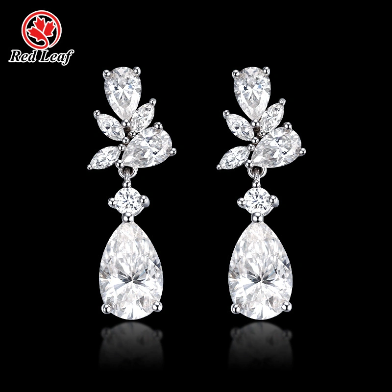 redleaf تخصيص D Color VVS 925 Sterling Silver Pear Cut Moissanite Stud ropring 1