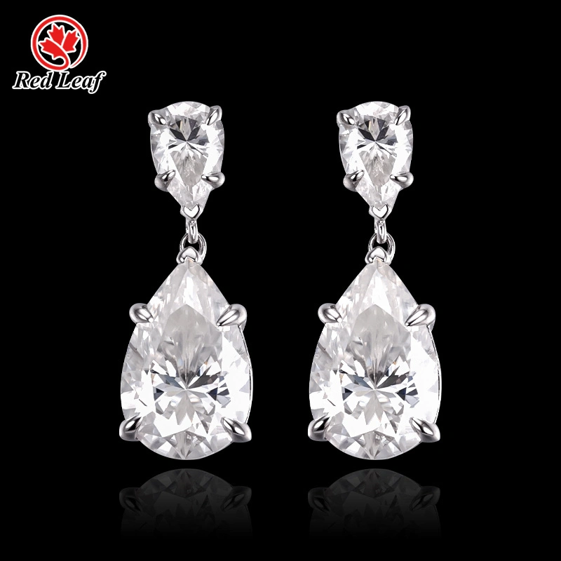 925 Silver D VVS 3.5Ct Pear Cut Gra Moissanite Stud arock Redleaf 1