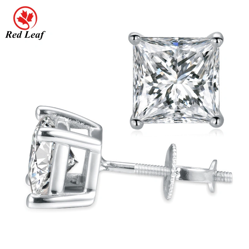 10K الذهب الأبيض الأميرة قطع Moissanite أقراط مختبر مخصص مصنوعة المجوهرات-ريدليف 1