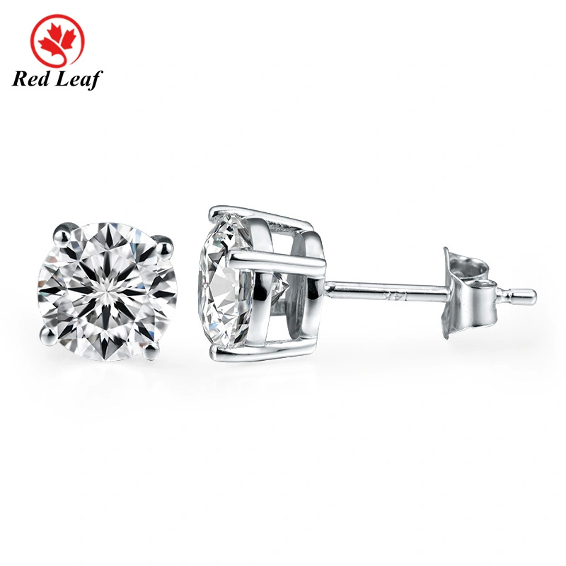 Redleaf 1CT Classic 4 griffes rond Brilliant Cut Lab Grown Diamond Stud Earge pour Gift Lab Lab Diamond Bijoux personnalisé 1