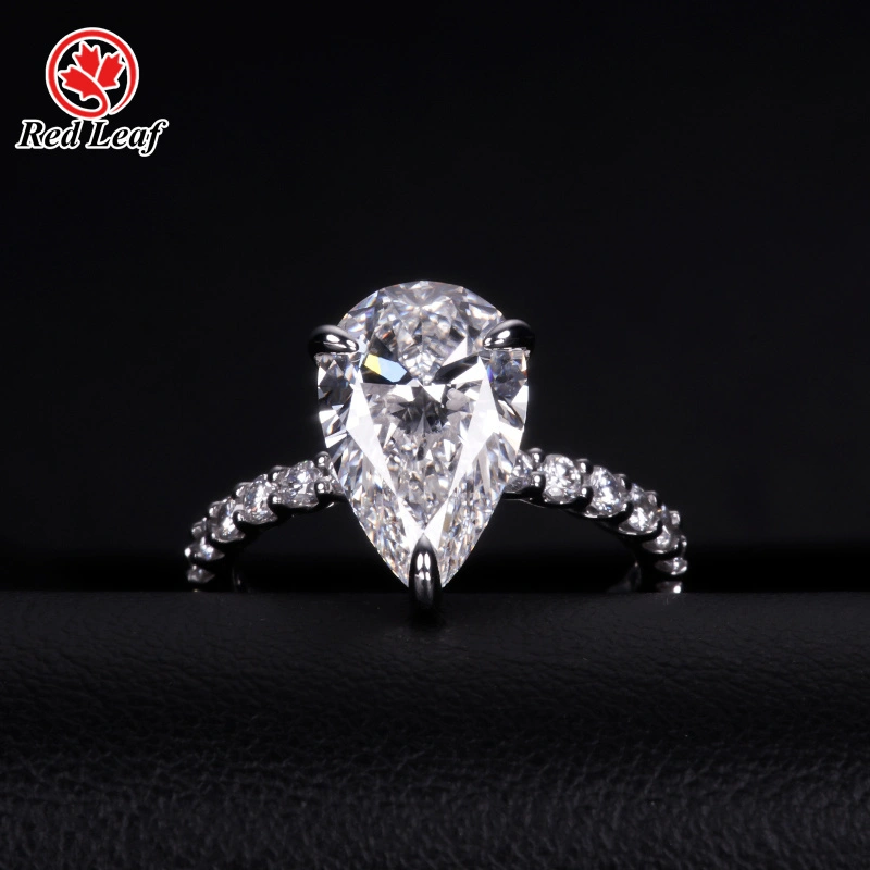 Redleaf 3.51CT D VVS2 14K Weißgoldbirnen Cut Labor Diamond Ring Custom Labor Züchtung Diamant -Verlobungsringe 1