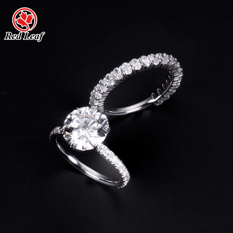 Redleaf Gold White Gold & Round Cut Lab Diamond Pareja Anillos de boda de la pareja Laboratorio personalizado Anillos de compromiso de diamantes 1