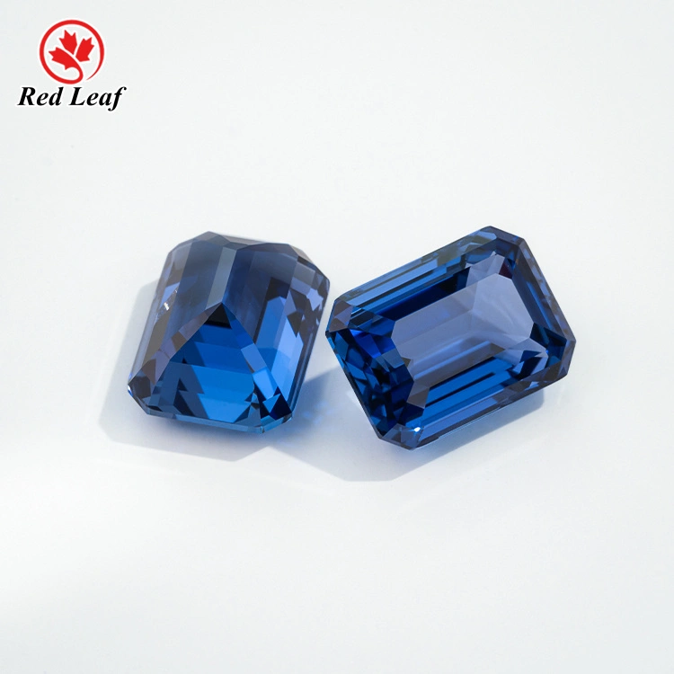 Redleaf GRC Emerald Cut Lab Lab Grown Sapphire Synthétique Synthétique Haute qualité Cultivation Sapphire 1