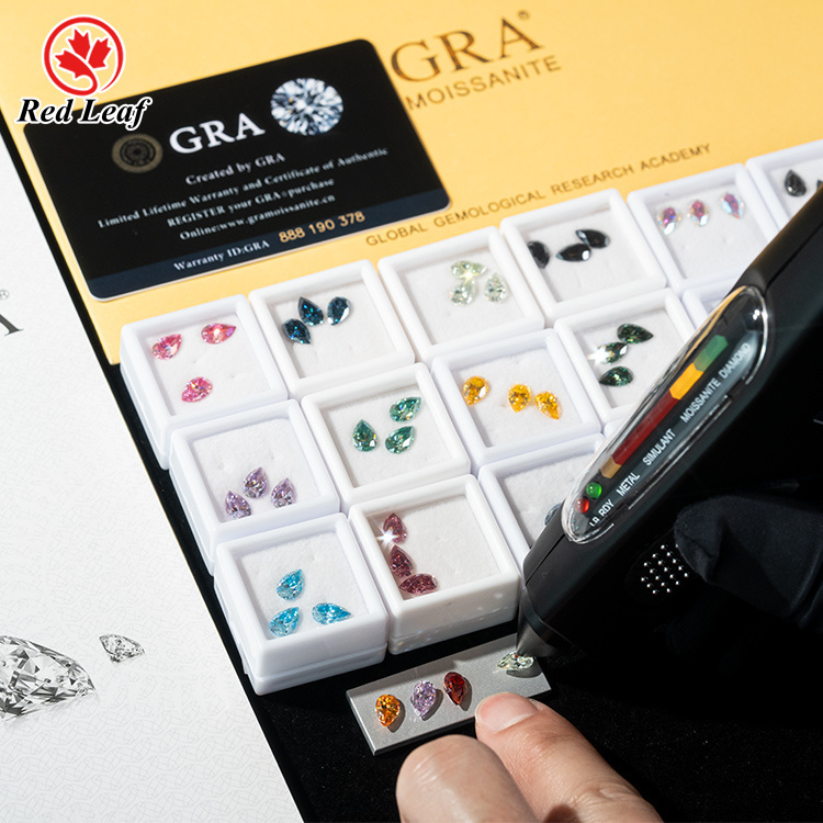 Redleaf verschiedene Farben Birnen geschnitten Moissanit VVS Clarity GRA zertifiziert 7