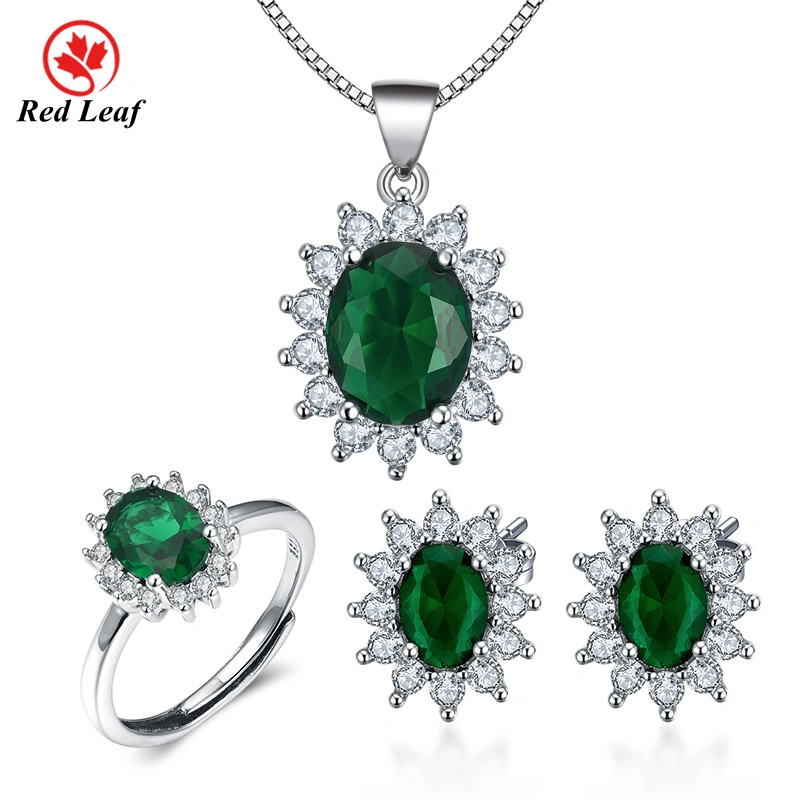 Redleaf مخصص عباد الشمس تصميم 18K مختبر مجموعات المجوهرات الزمردية 1